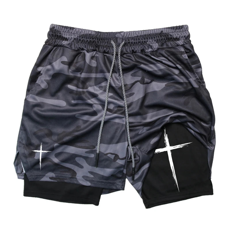 Cross Print workout shorts