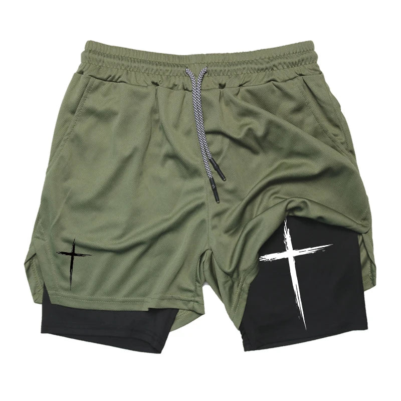 Cross Print workout shorts