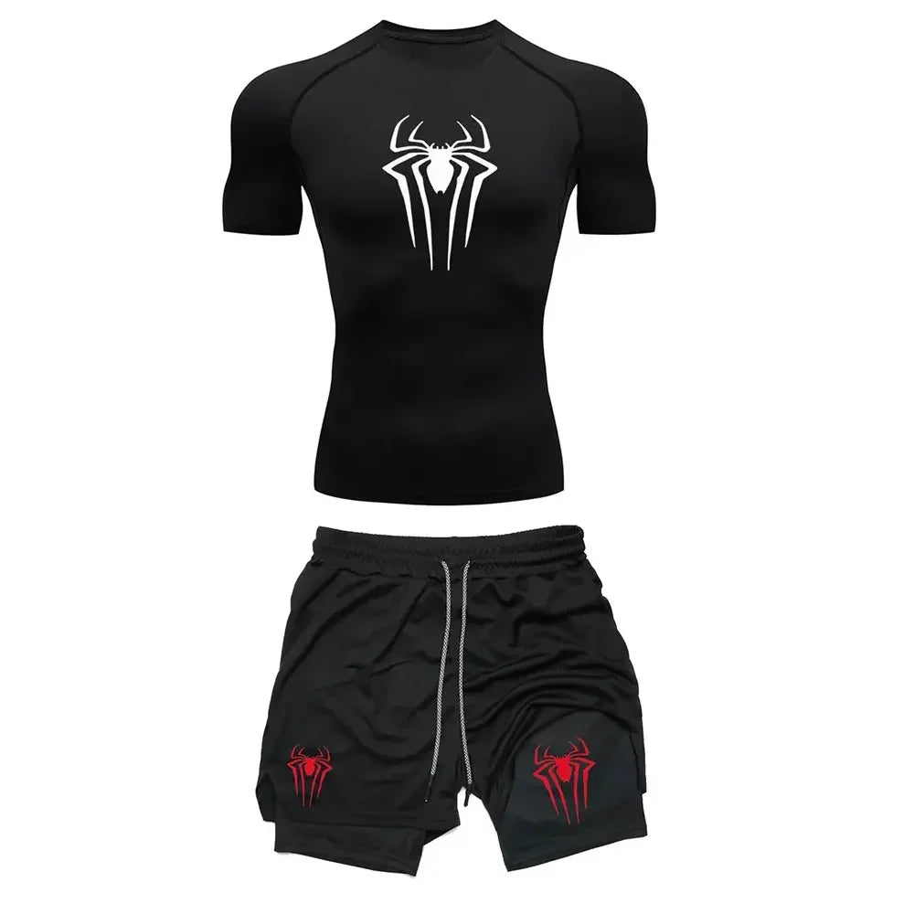 Mens Spiderman two piece compression set