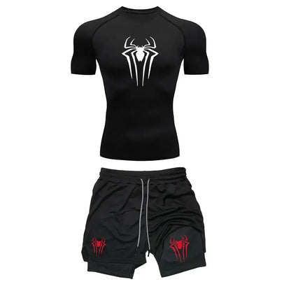 Mens Spiderman two piece compression set
