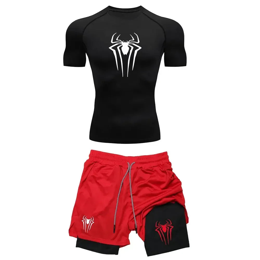 Mens Spiderman two piece compression set