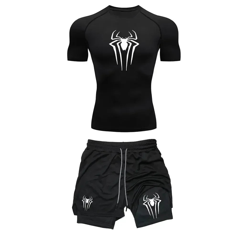 Mens Spiderman two piece compression set