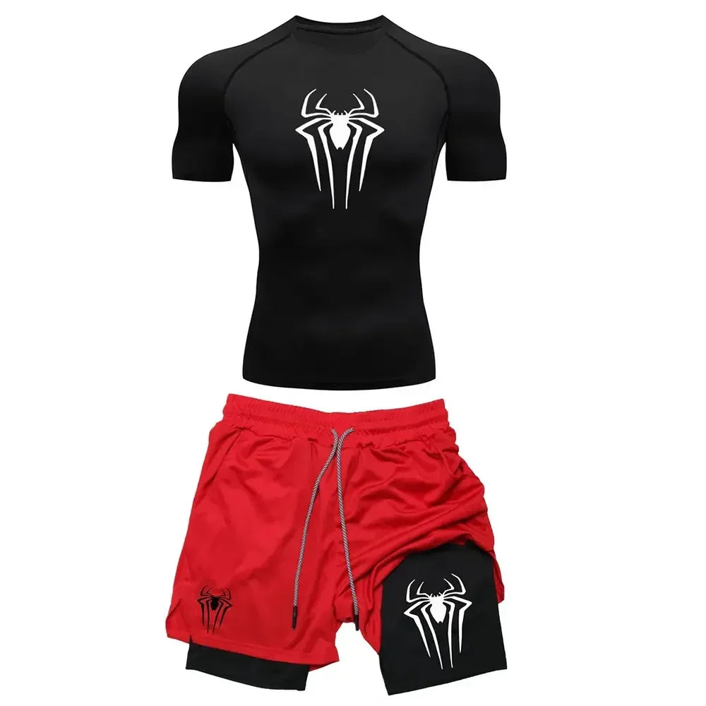 Mens Spiderman two piece compression set