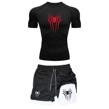 Mens Spiderman two piece compression set