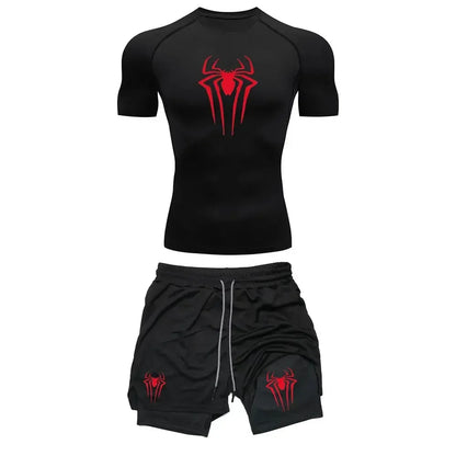 Mens Spiderman two piece compression set