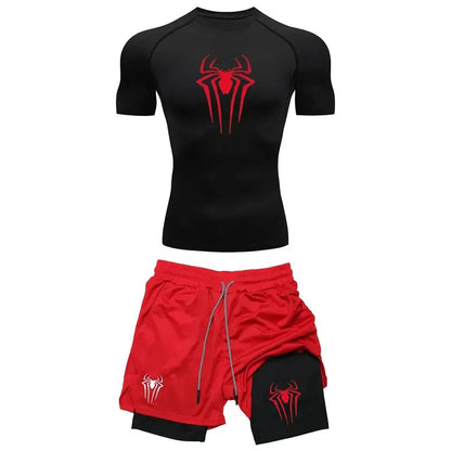 Mens Spiderman two piece compression set