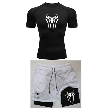 Mens Spiderman two piece compression set