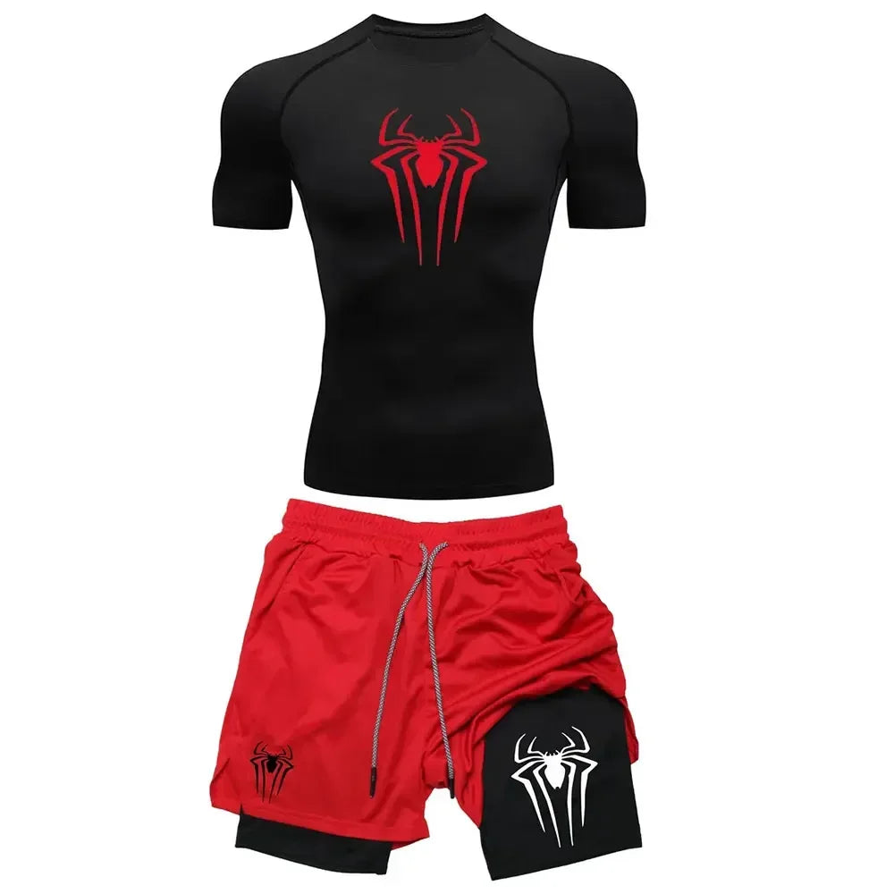 Mens Spiderman two piece compression set