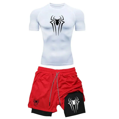 Mens Spiderman two piece compression set