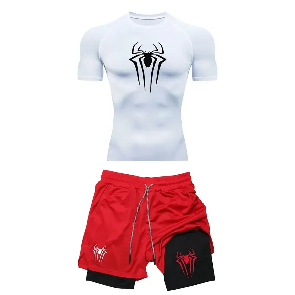 Mens Spiderman two piece compression set