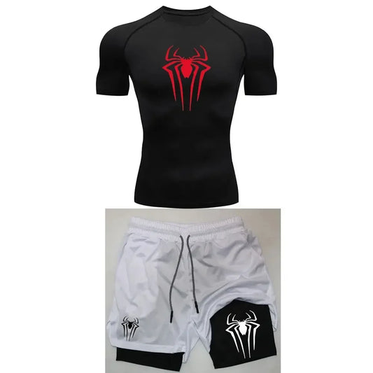Mens Spiderman two piece compression set