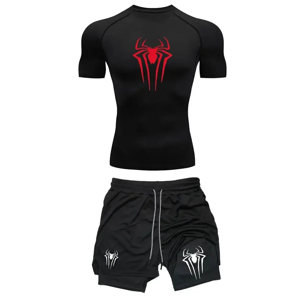 Mens Spiderman two piece compression set