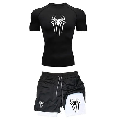 Mens Spiderman two piece compression set